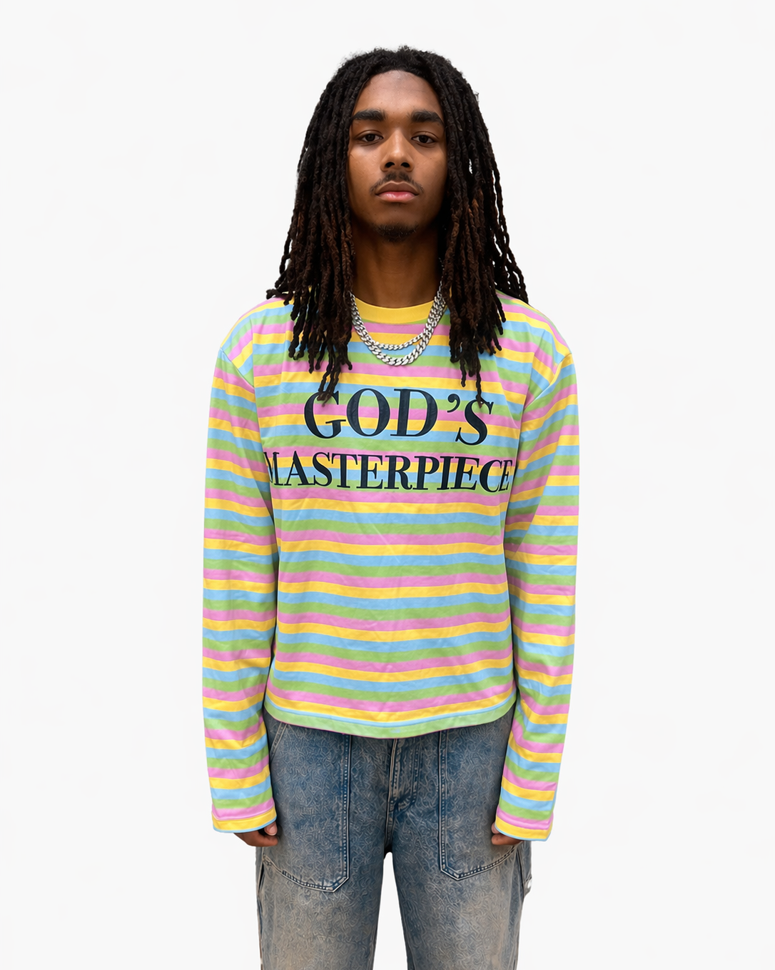 Pastel striped "God's Masterpiece" long sleeve (ships next day)