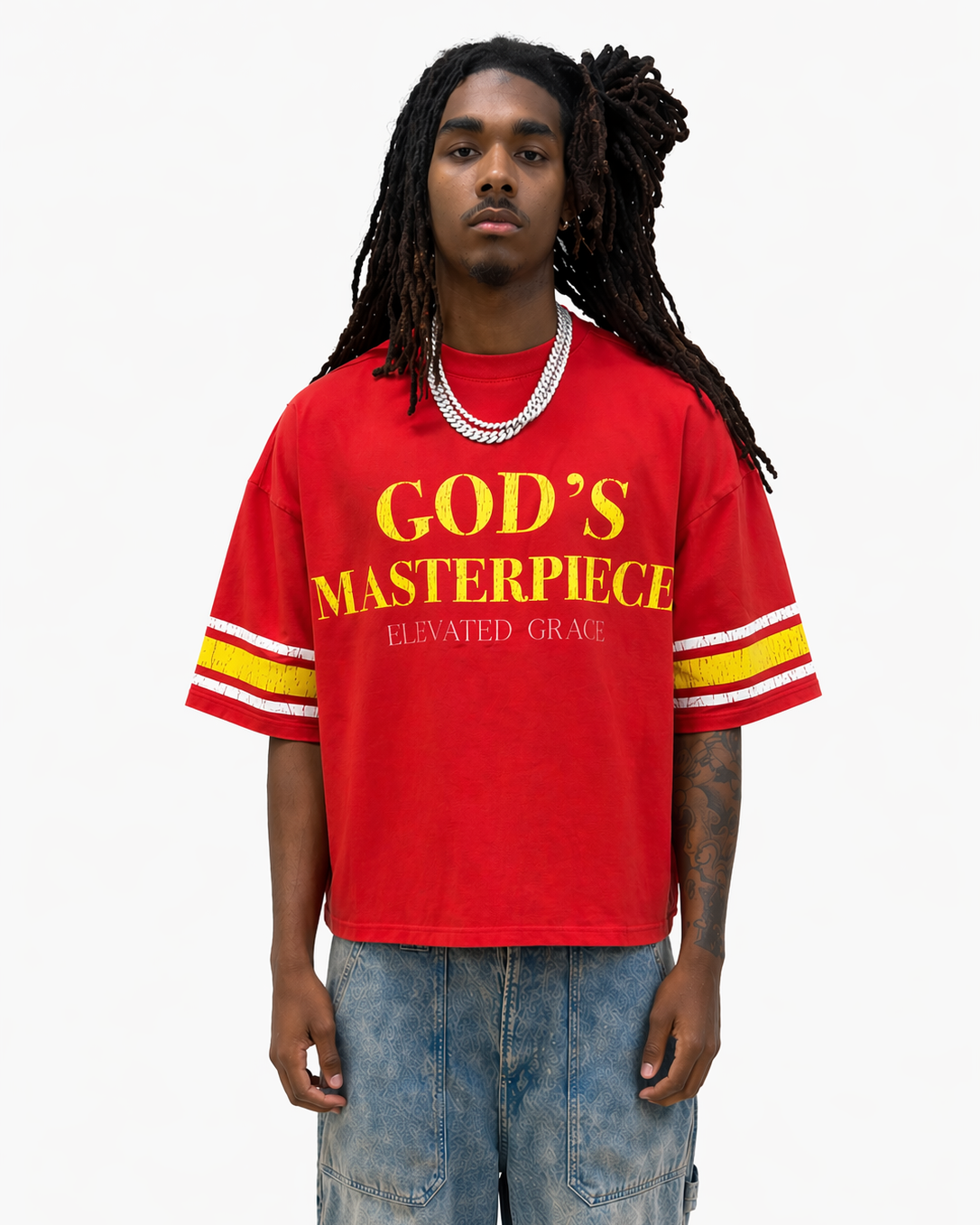 Gods Masterpiece Vintage Varsity Tee(ships next day)