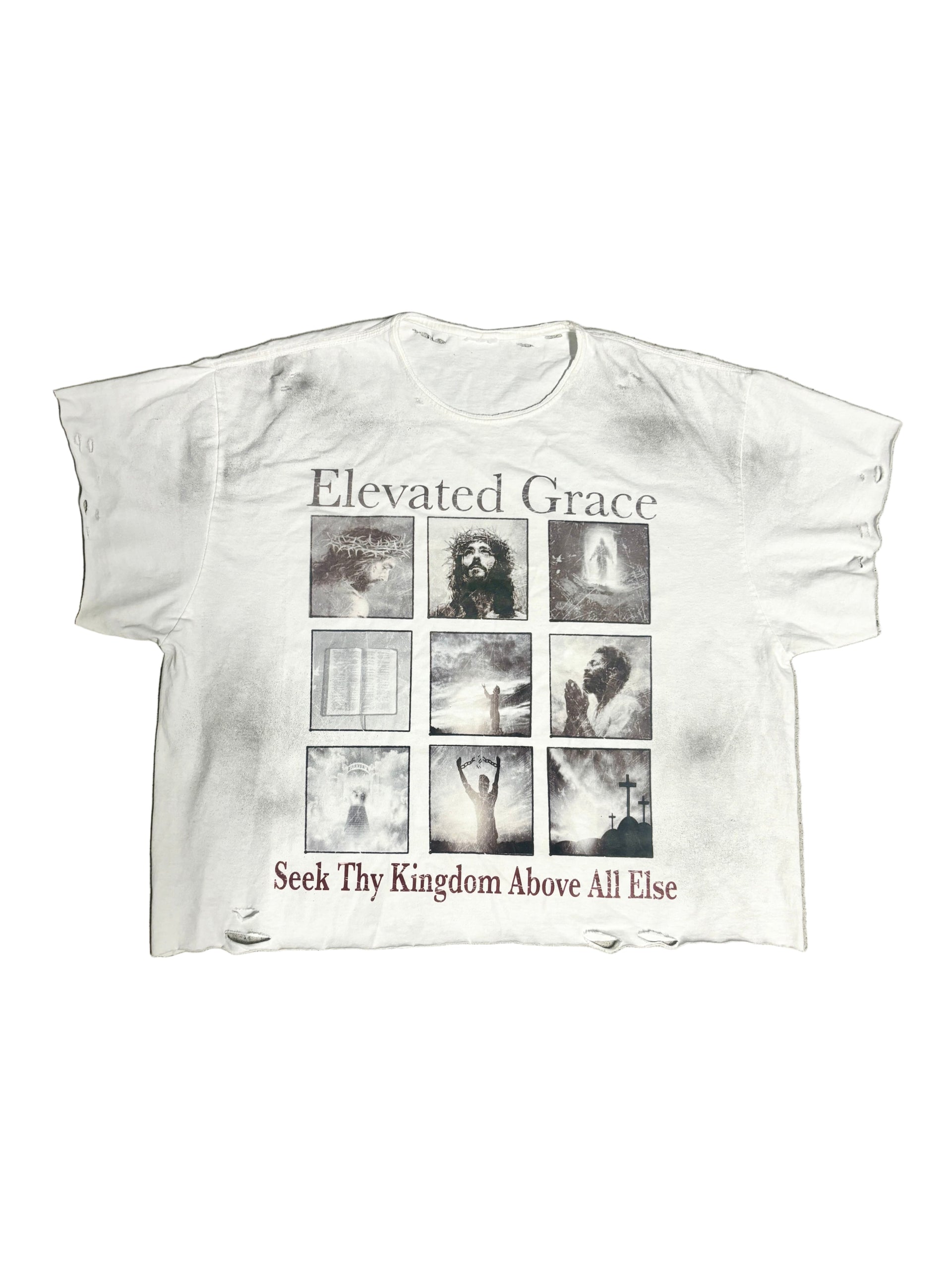 White distressed "Kingdom" Tee