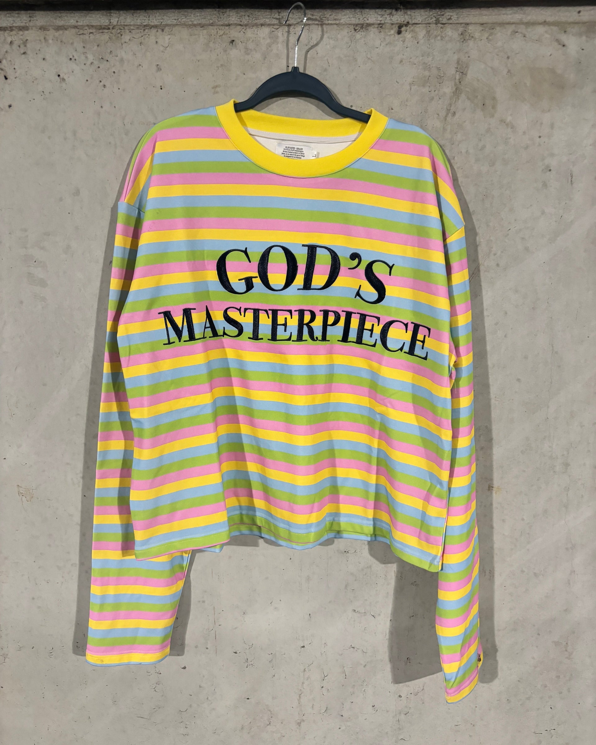 Pastel striped "God's Masterpiece" long sleeve (ships next day)
