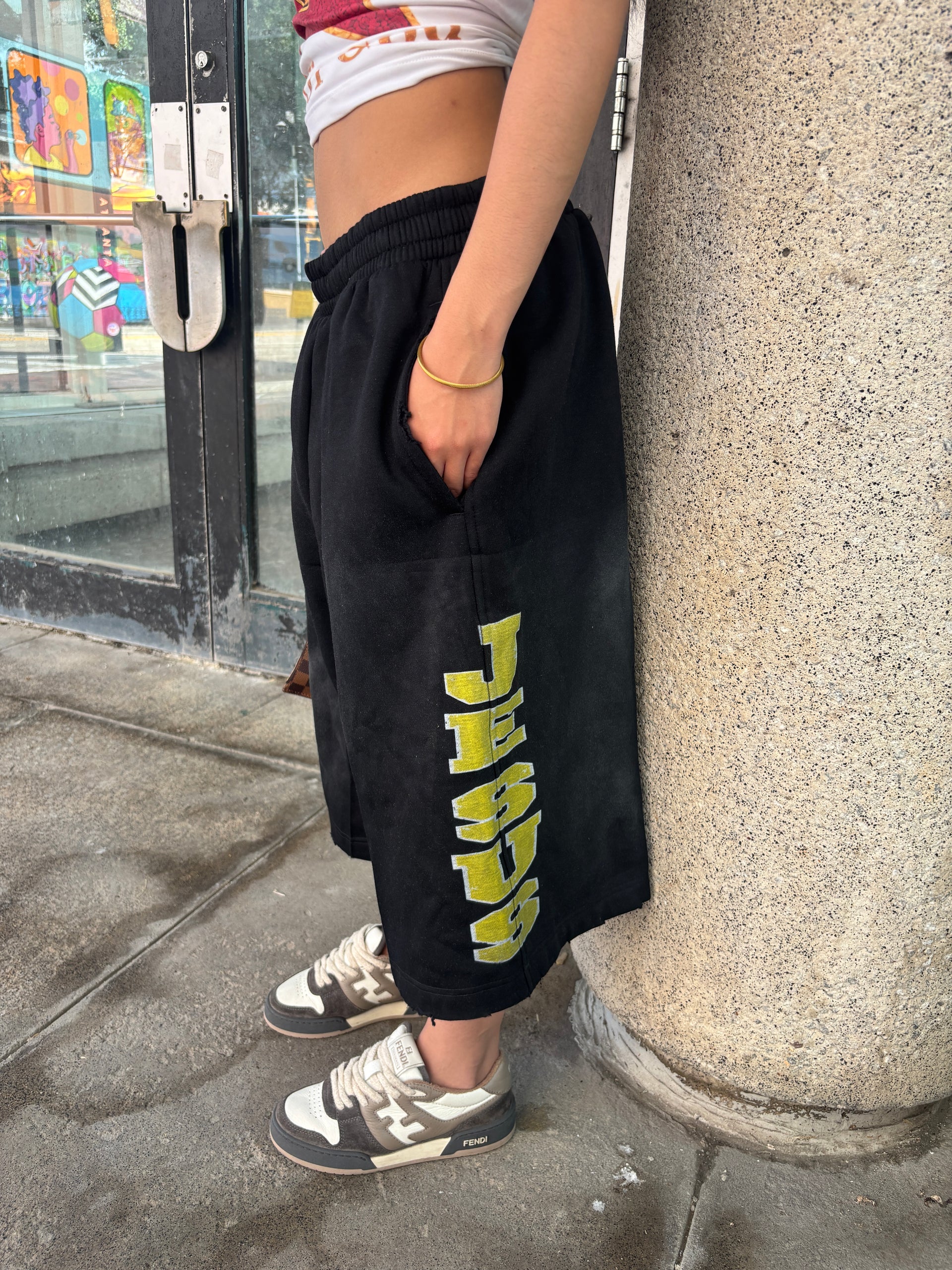 Trust Jesus Baggy Sweatshorts Black