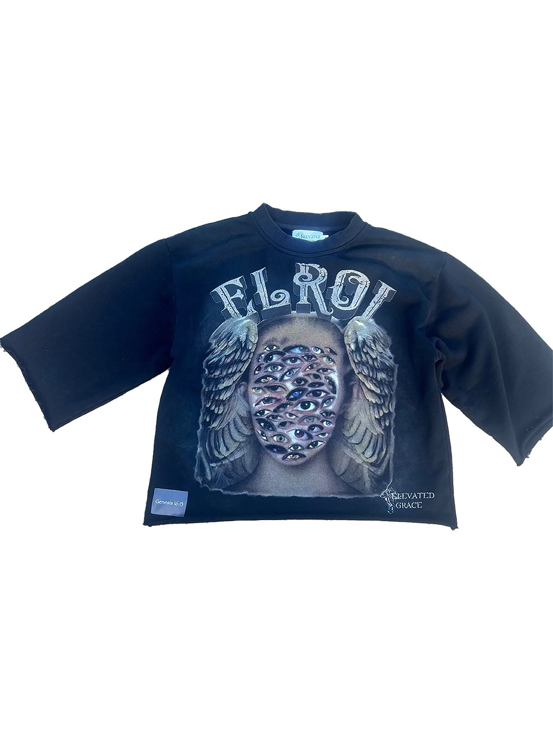 "Elroi" Sunfaded Cropped Crewneck Black