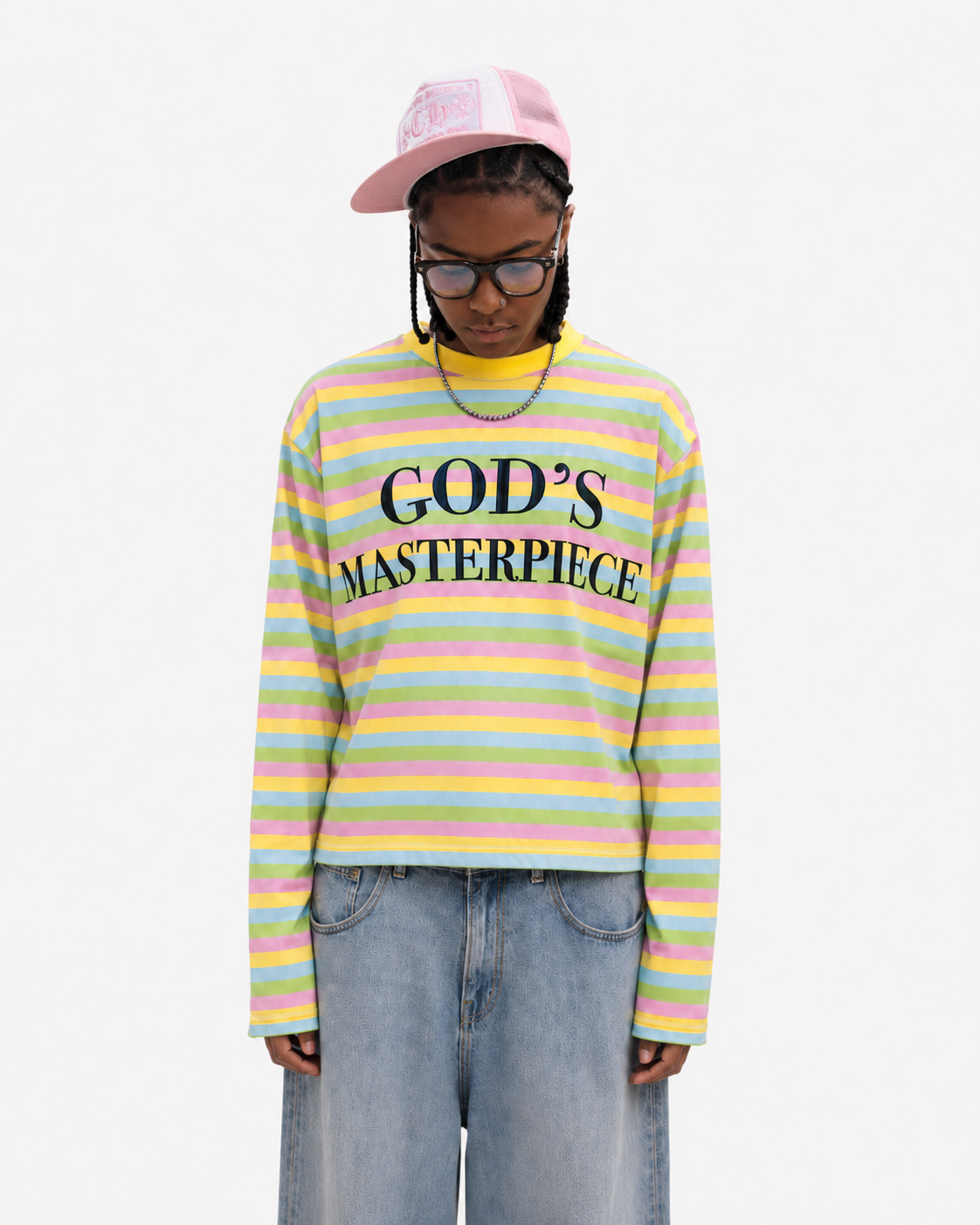 Pastel striped "God's Masterpiece" long sleeve (ships next day)