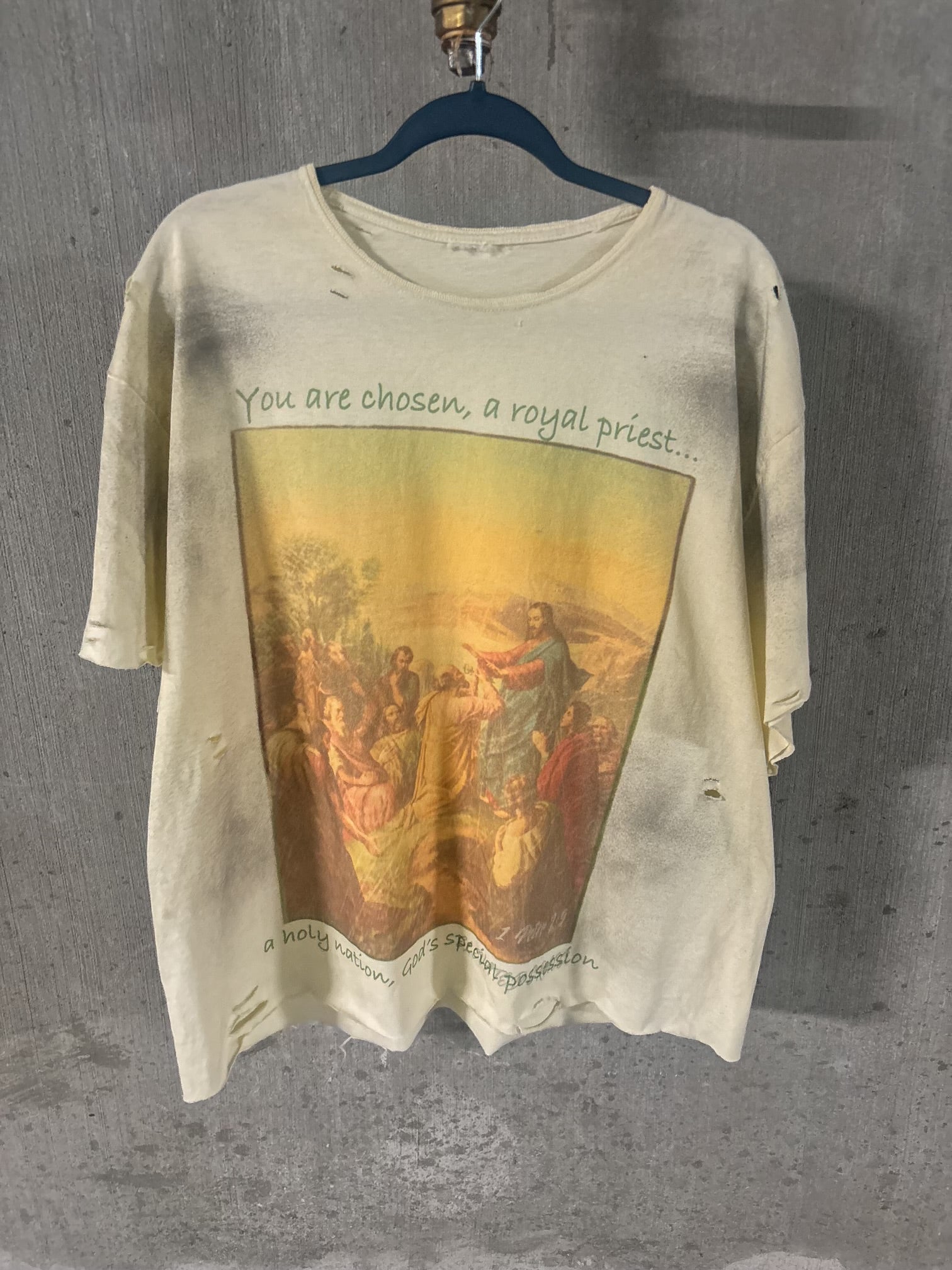 Cream Chosen Distressed Tee